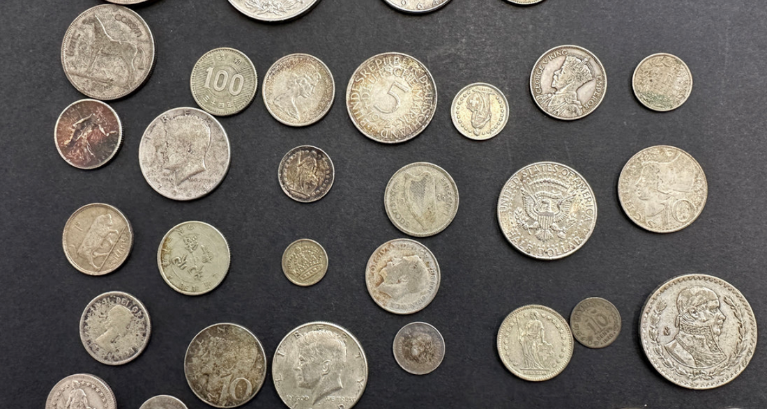Selection of silver coins from around the world