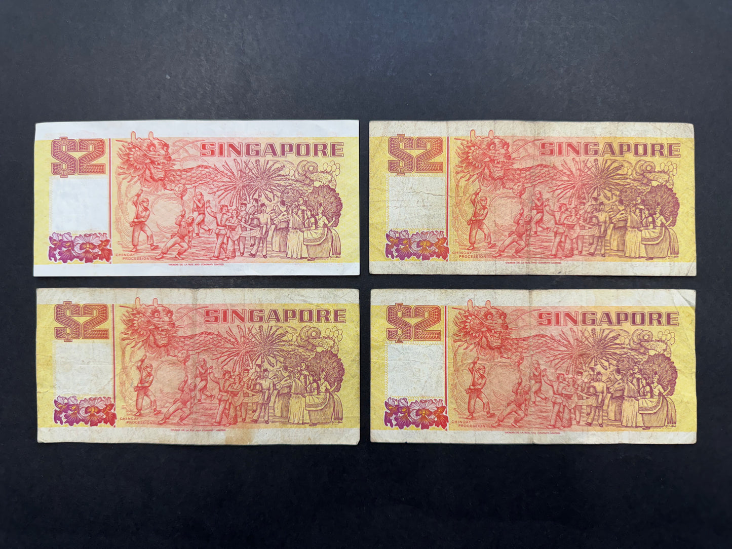 Rare $2 Dollar (Orange) Banknotes From Singapore (Issued in 1991)