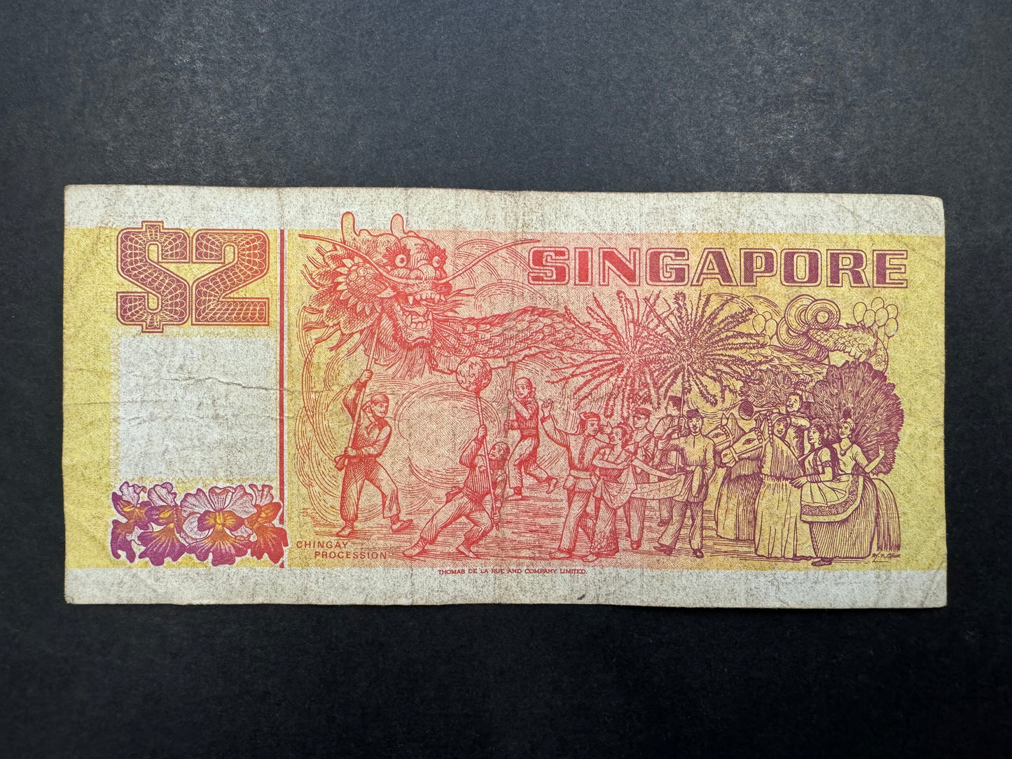 Rare $2 Dollar (Orange) Banknotes From Singapore (Issued in 1991)