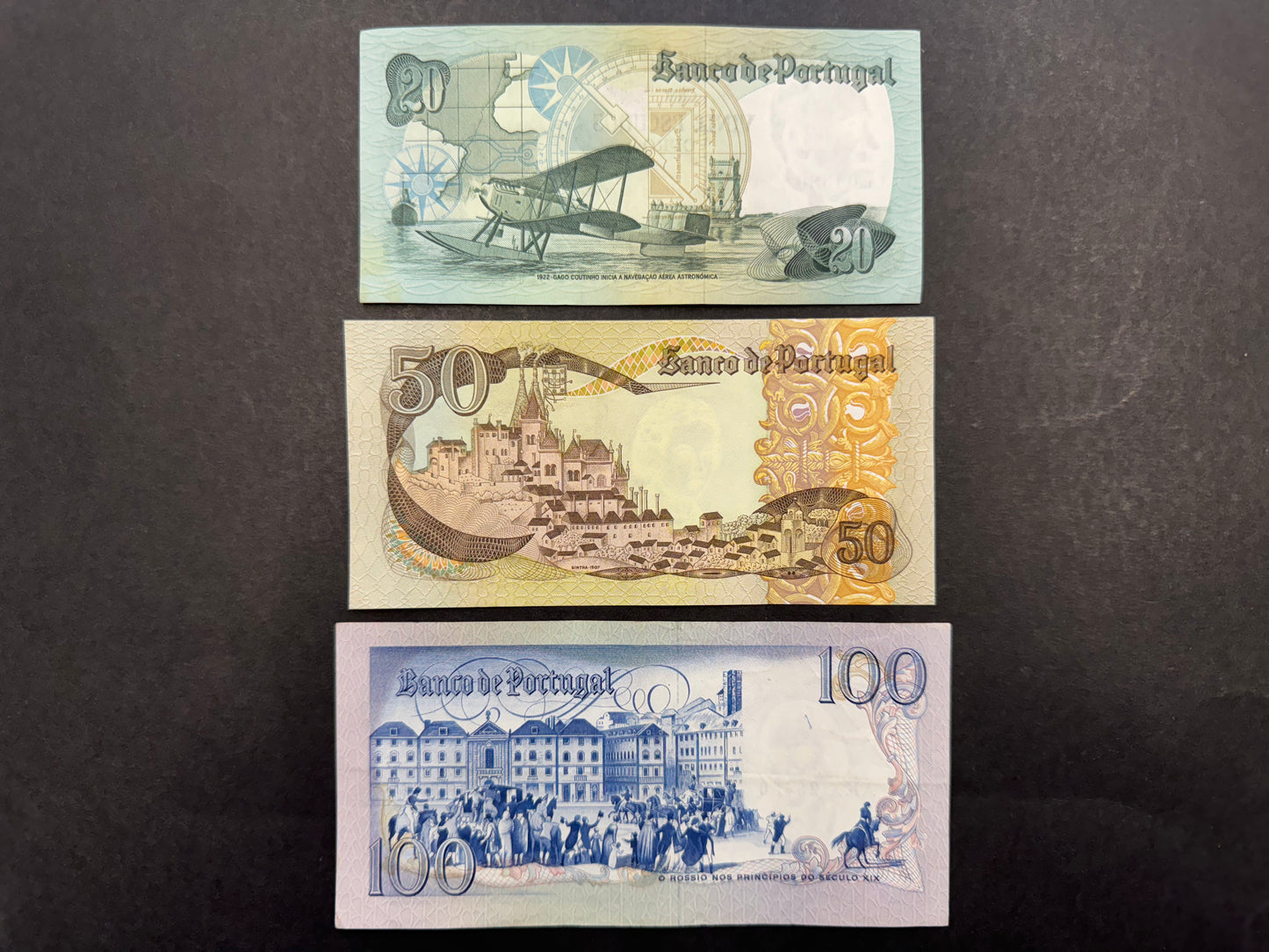 Banco De Portugal Escudos Banknote Set From Portugal (Issued between 1978 & 1981)