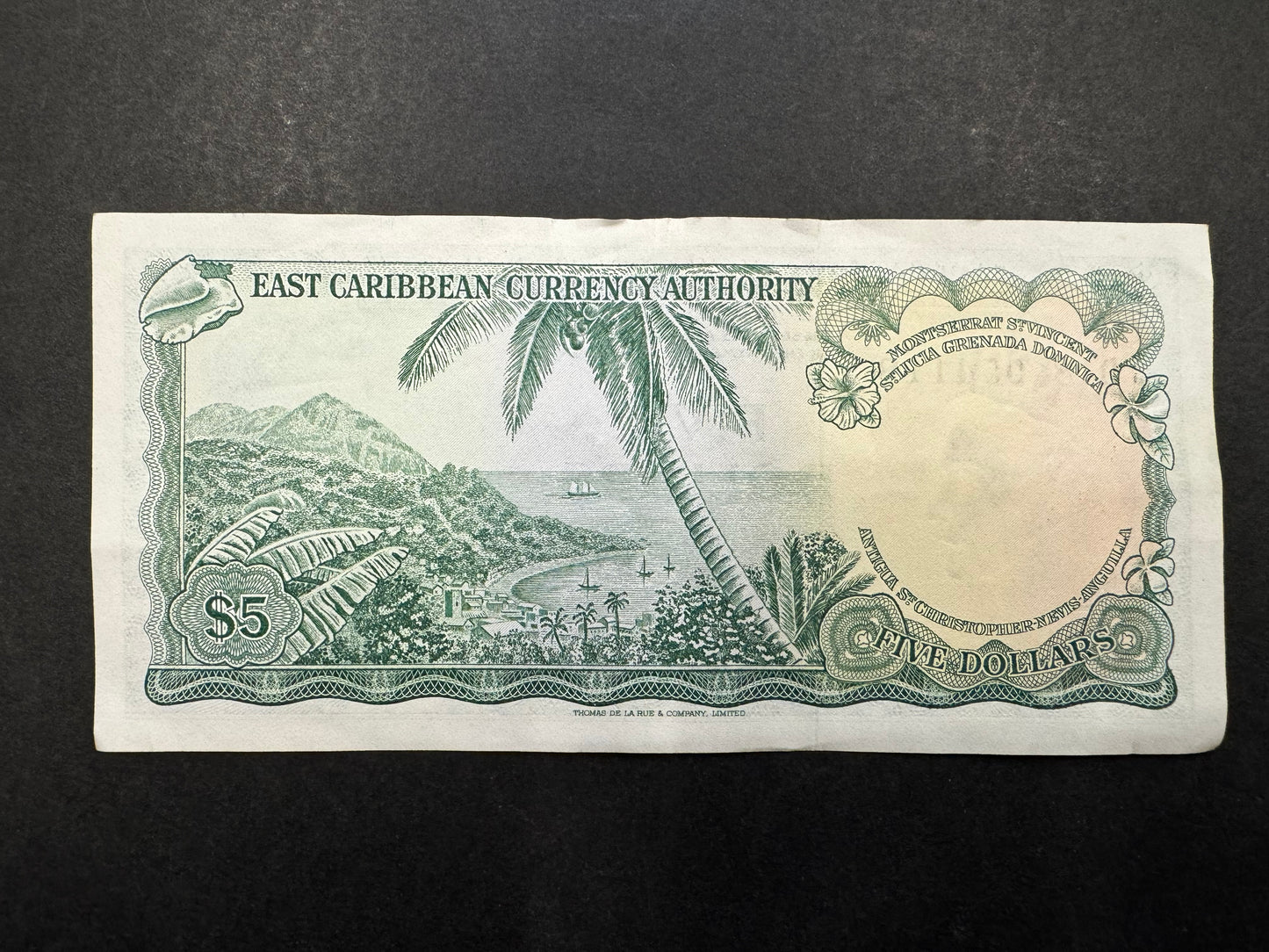 Rare $5 Dollars Banknote From The East Caribbean Currency Authority (Issued in 1965)