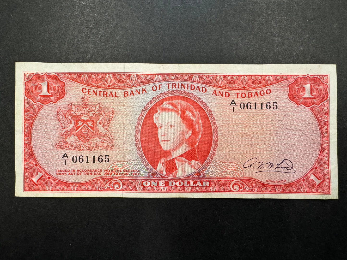 Rare $1 Dollar Banknote From Trinidad & Tobago (Issued between 1964-1969)