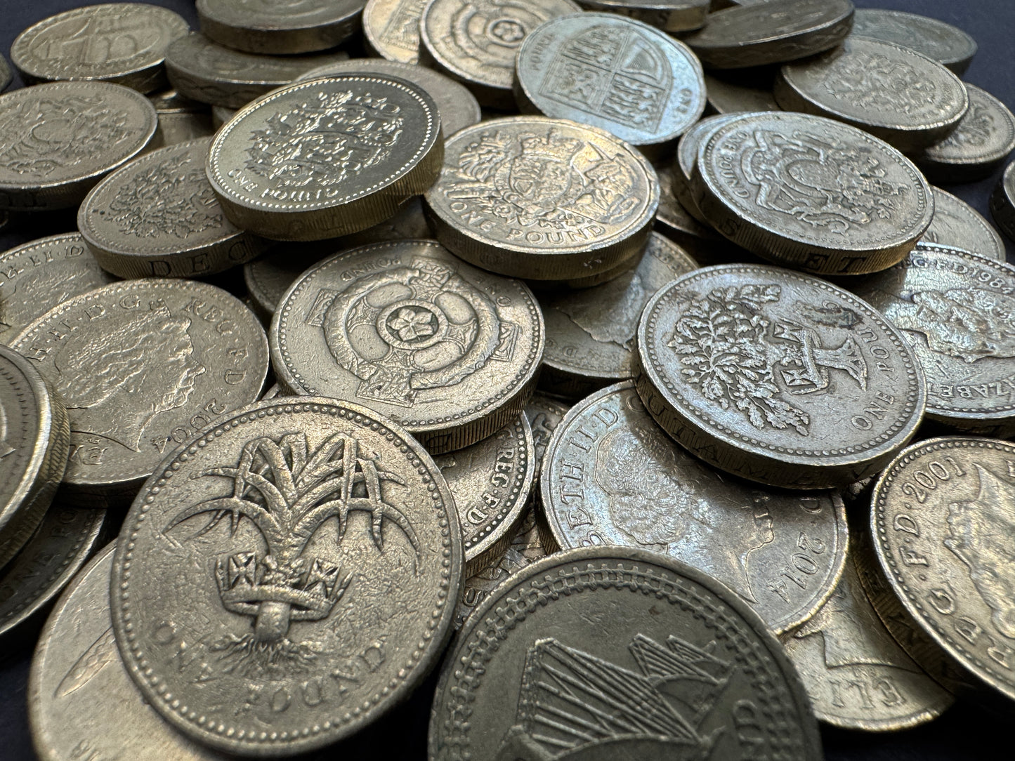 Old Round Pound Coins From The United Kingdom