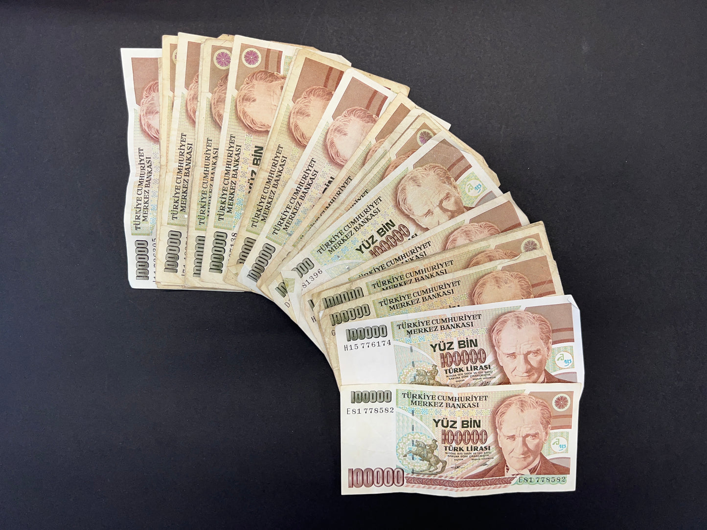 Turkish Lira Vintage Banknotes - Bulk Lot of 100 (4 types)