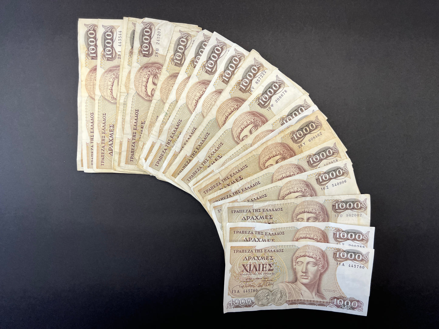 Greek Drachmai Bulk Vintage Banknotes - Lot of 100 (4 types) 1978 - 1987