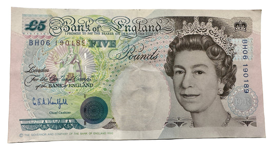Bank Of England £5 Pounds "George Stephenson" (Dark Blue) Banknote 1993-2002