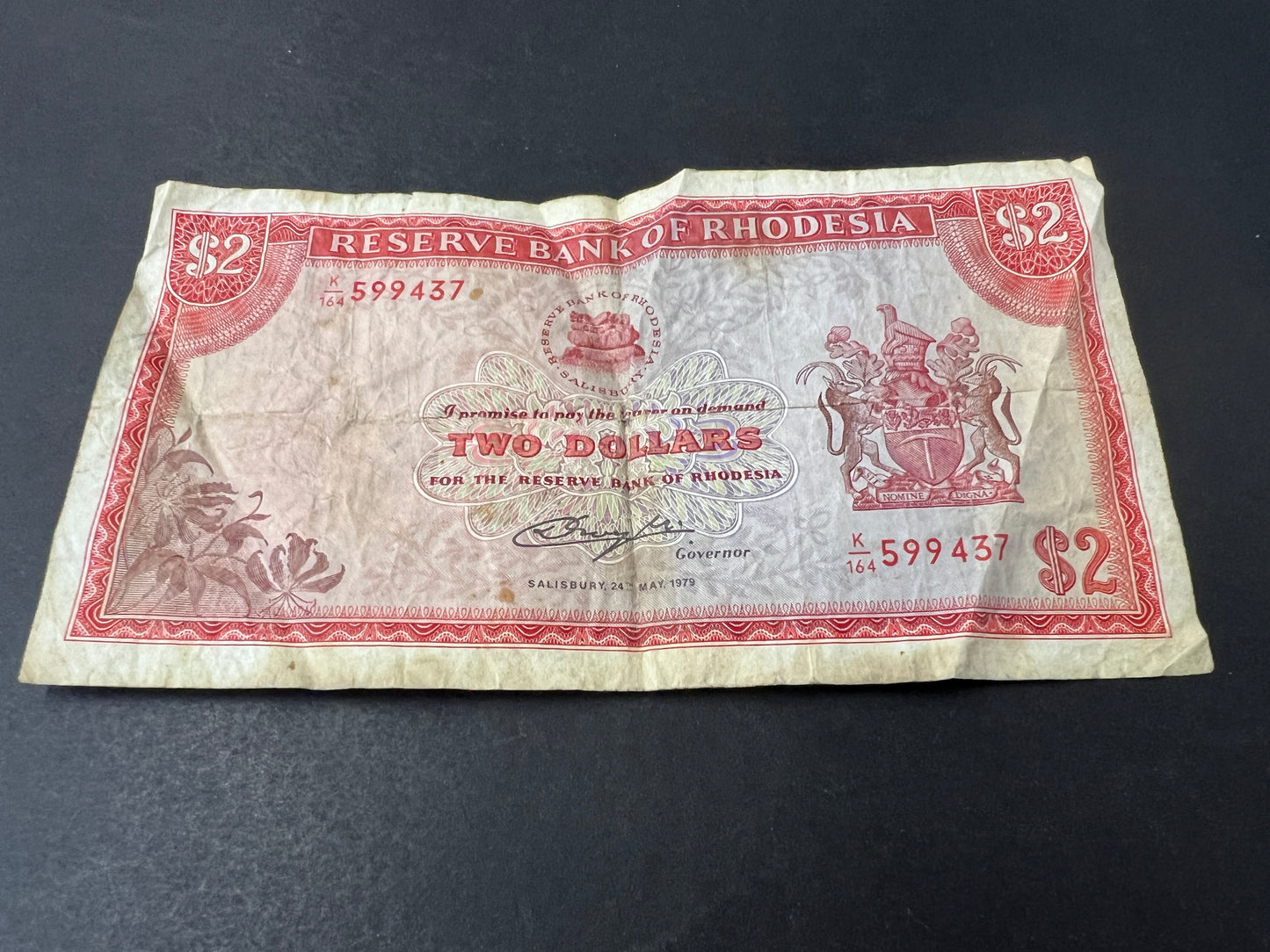 Rhodesia Rare Vintage $2 Banknote - A Piece of History!