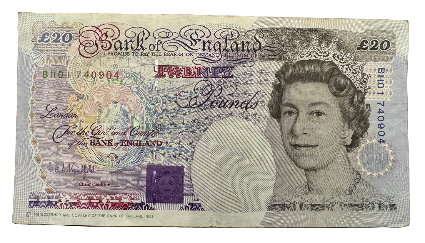 Bank Of England £20 Pounds "Michael Faraday" (4 "£20") Banknote 1993-2000