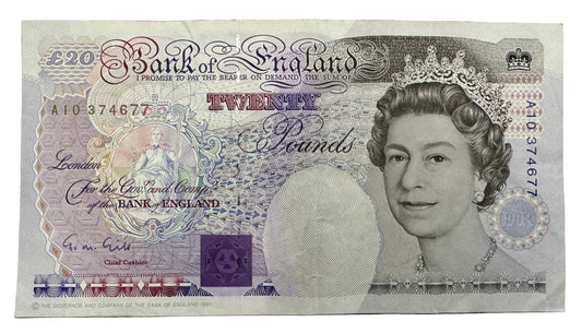 Bank Of England £20 Pounds "Michael Faraday" (2 "£20") Banknote 1991-1993