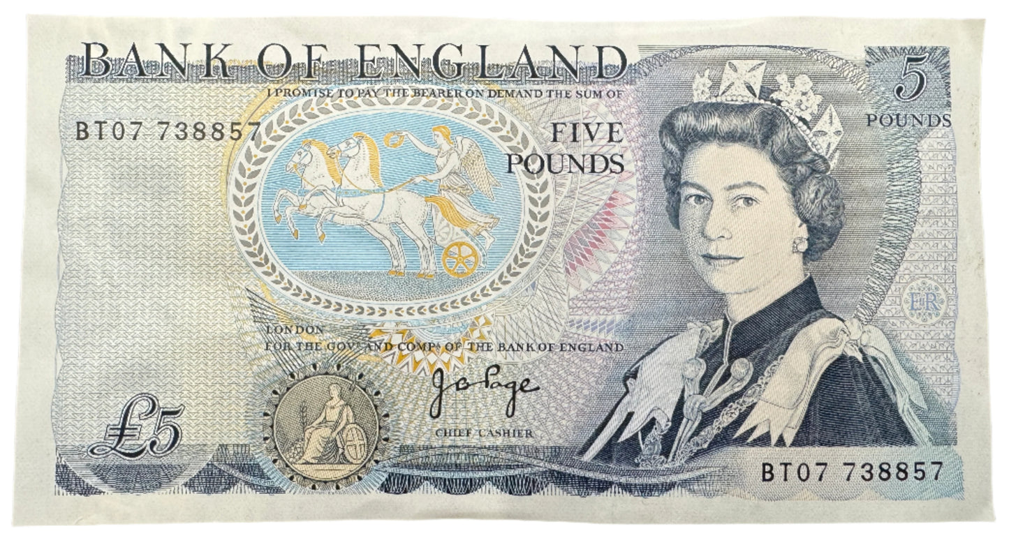 £5 Pounds Duke Of Wellington Banknote From The Bank Of England 1971 & 1991
