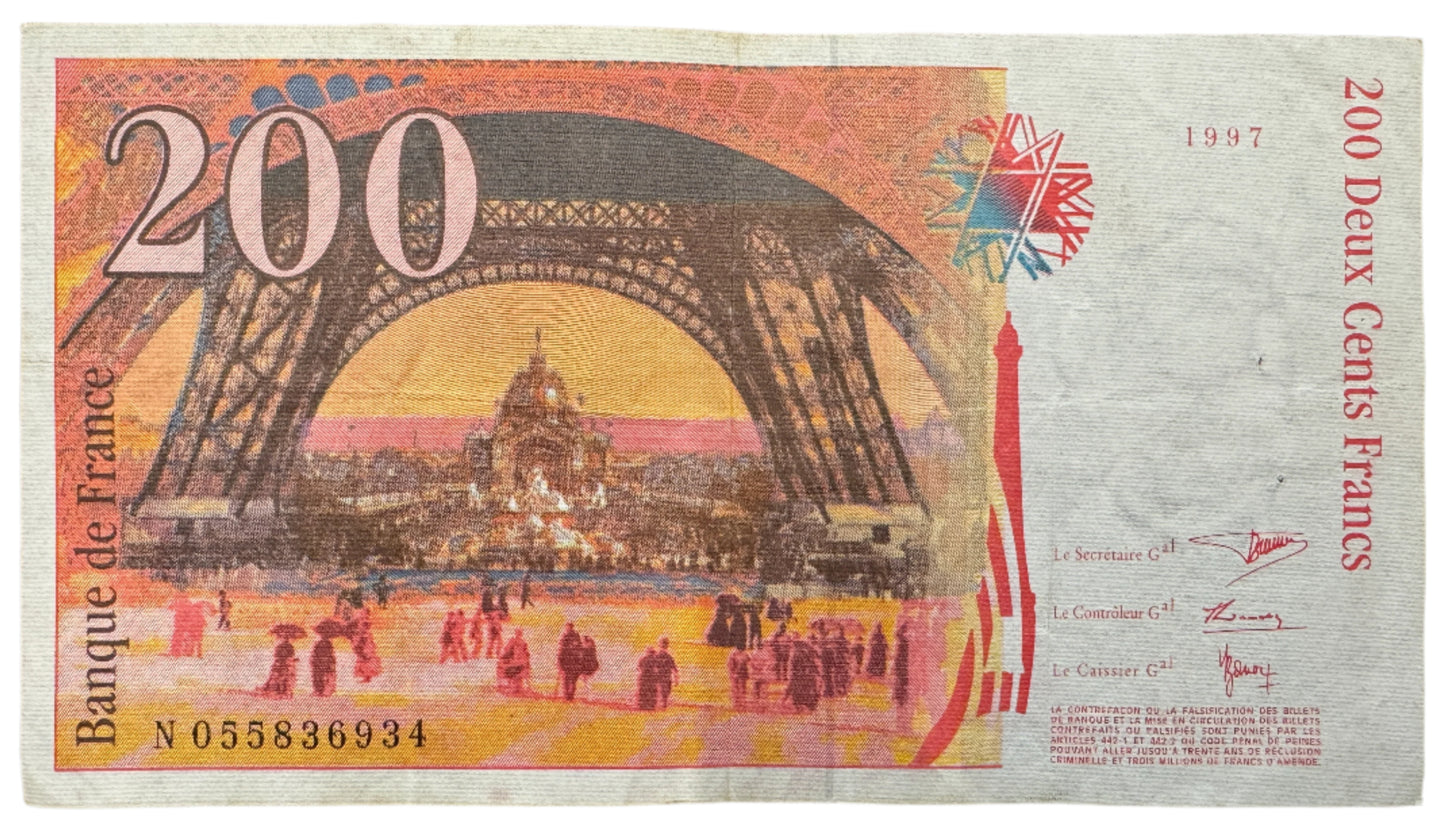 Banque De France 200 Francs "Eiffel" Banknote 1995-1999