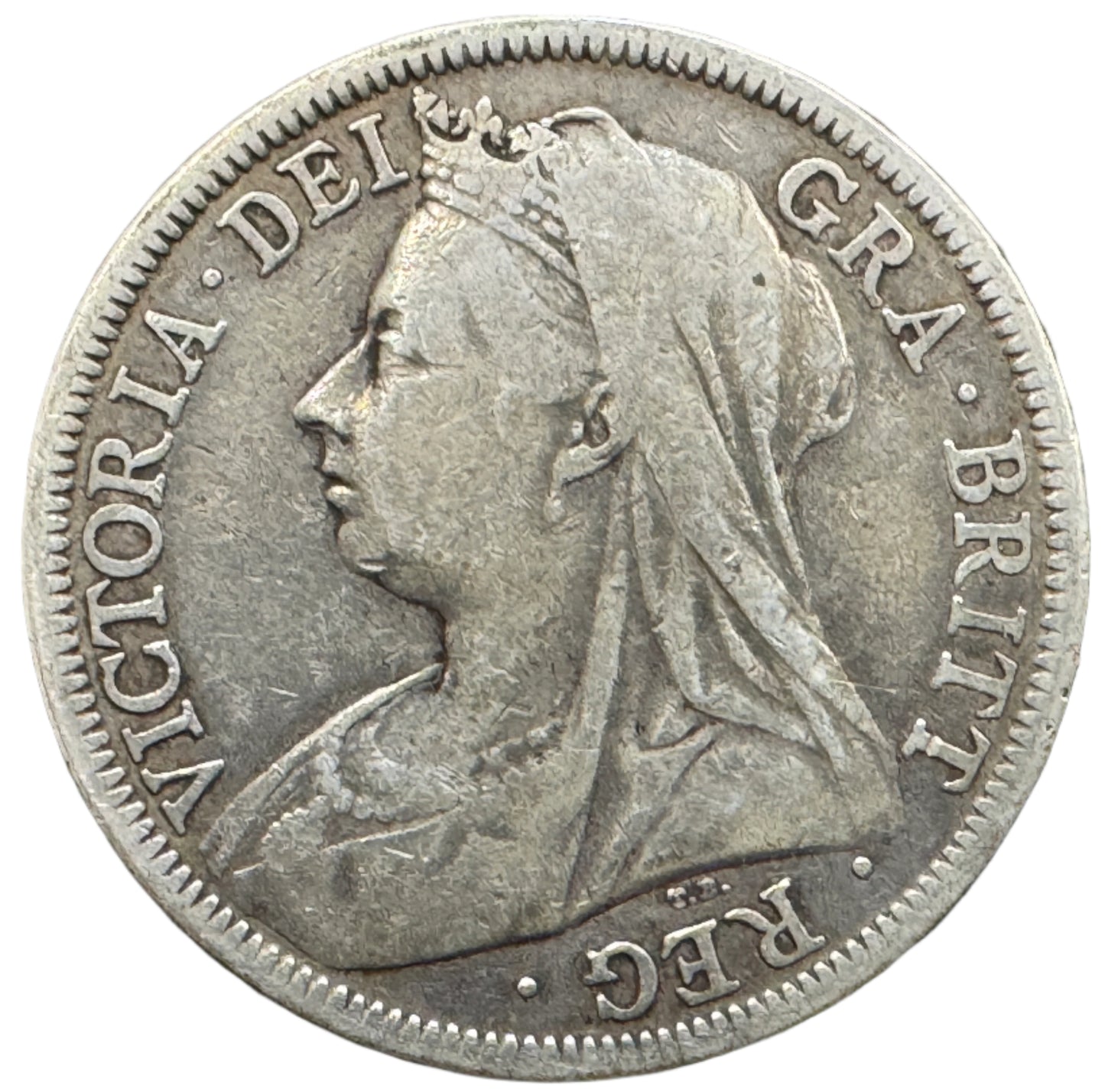 British Half Crown Victoria "Old Head" Silver Coin (1893-1901)