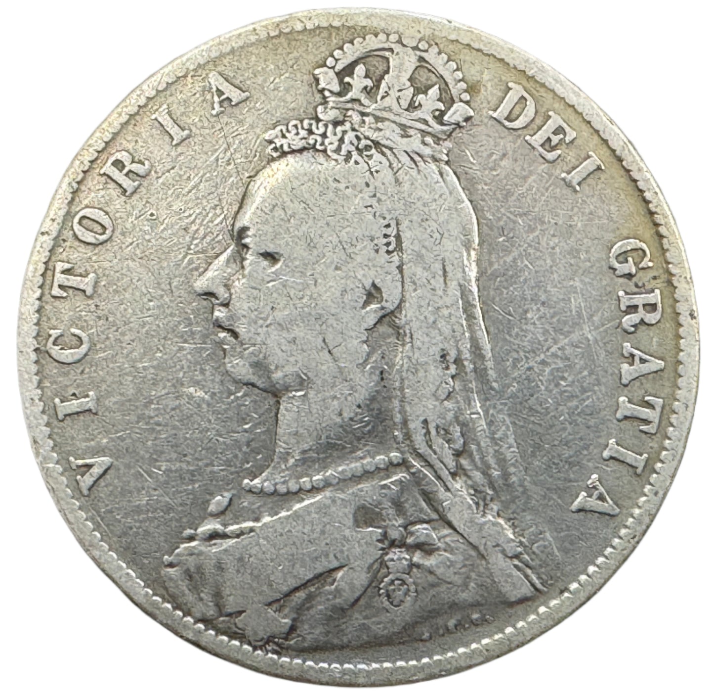 British Half Crown Victoria "Jubilee Head" Silver Coin (1887-1892)
