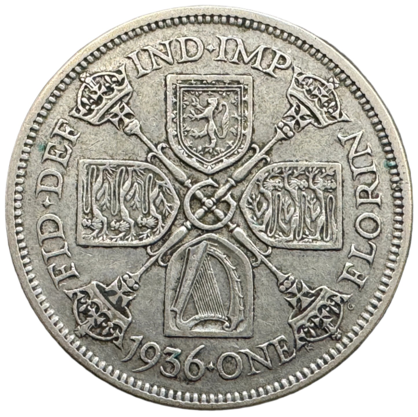 British One Florin George V Silver Coin (1927-1936)