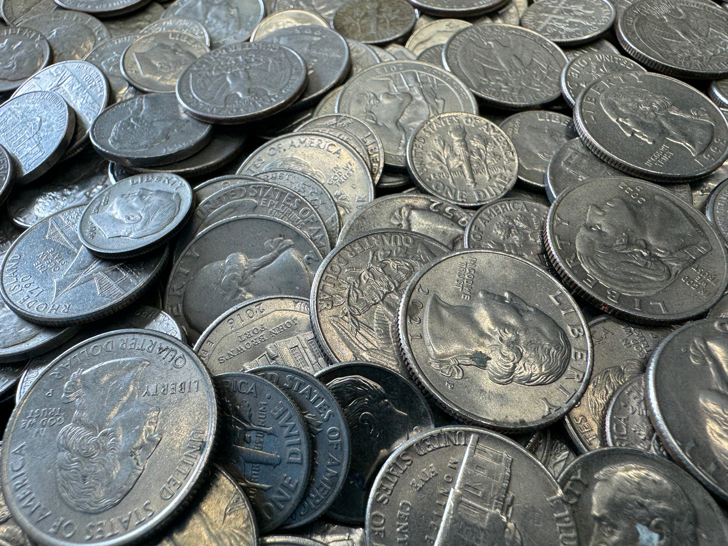 United States Coins USD in Dollars, Quarters, Dimes and Nickels