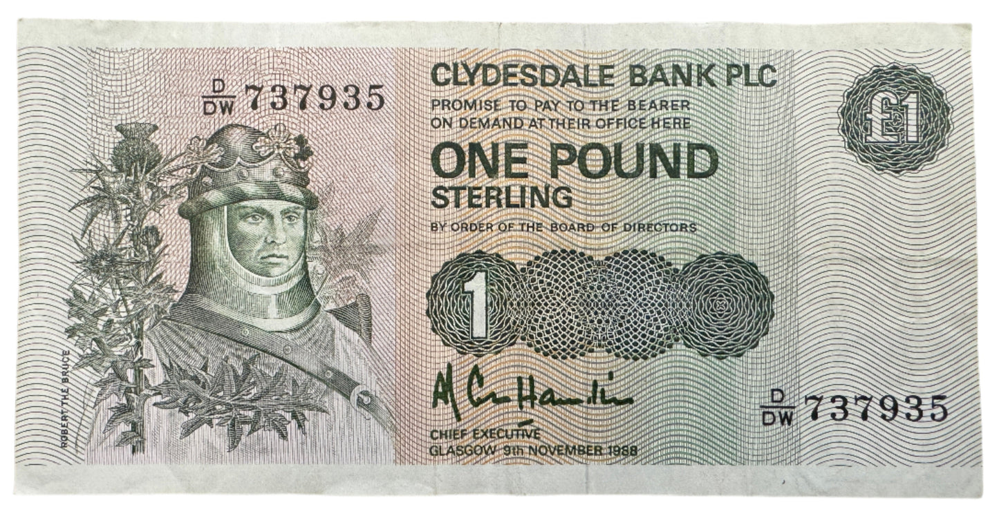 Clydesdale Bank £1 Pound Vintage Banknote 1971-1981