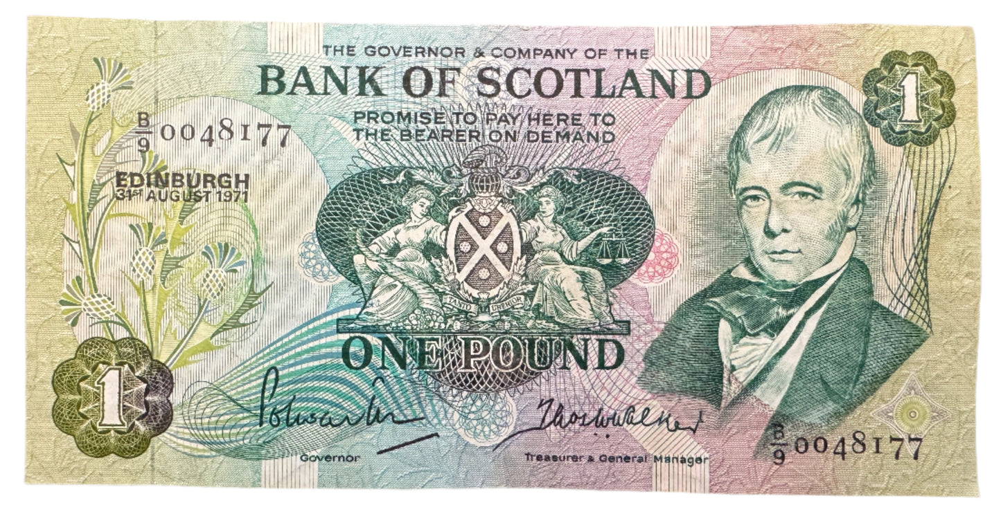 Bank Of Scotland £1 Pound Vintage Banknote 1970-1988