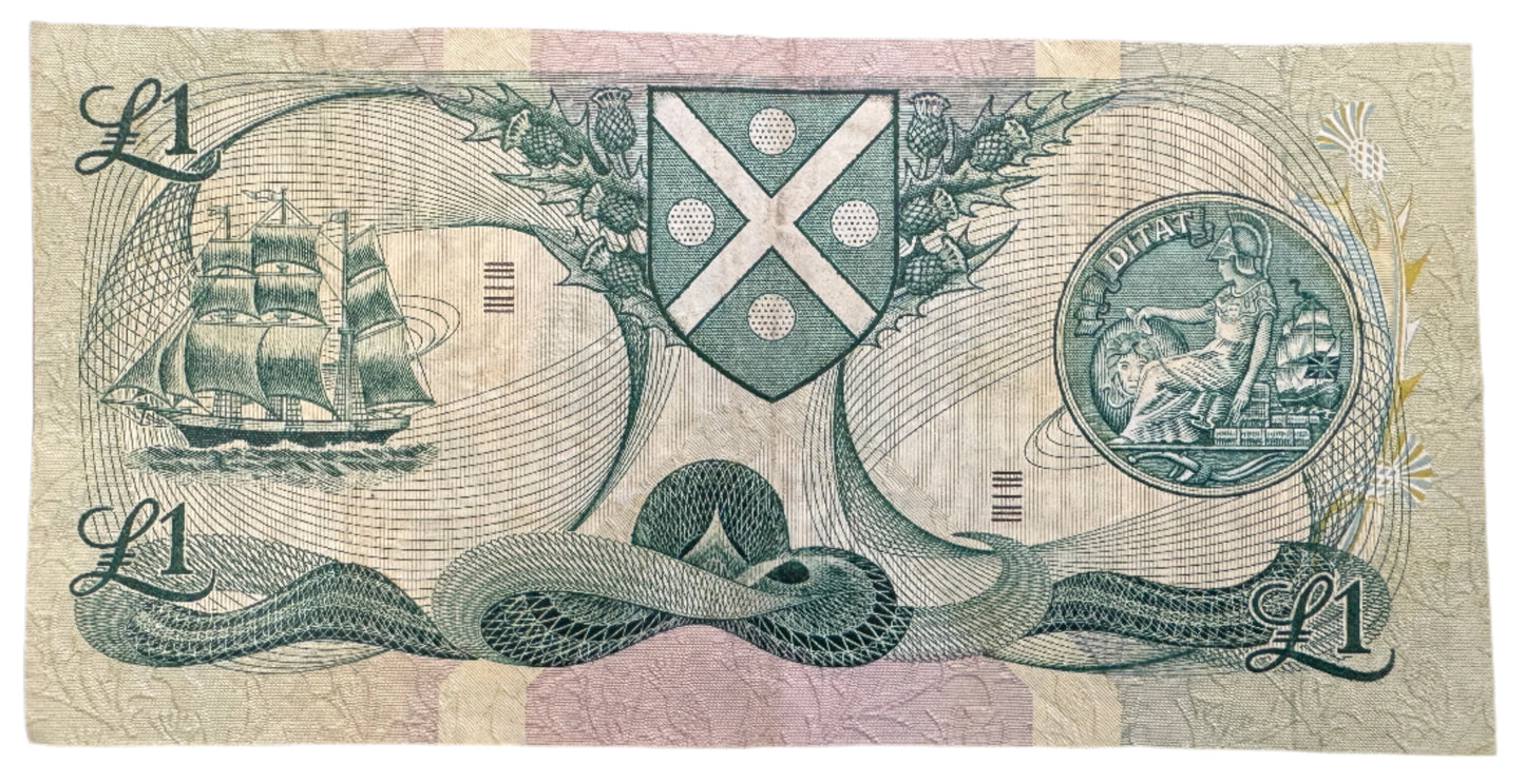 Bank Of Scotland £1 Pound Vintage Banknote 1970-1988