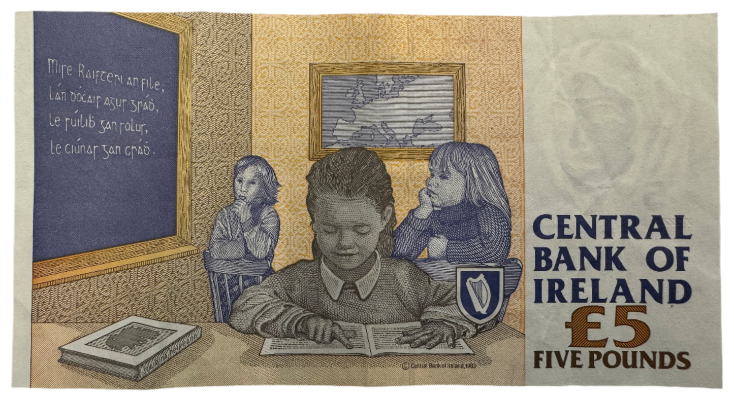 Central Bank Of Ireland £5 Pounds Vintage Banknote 1994-1999