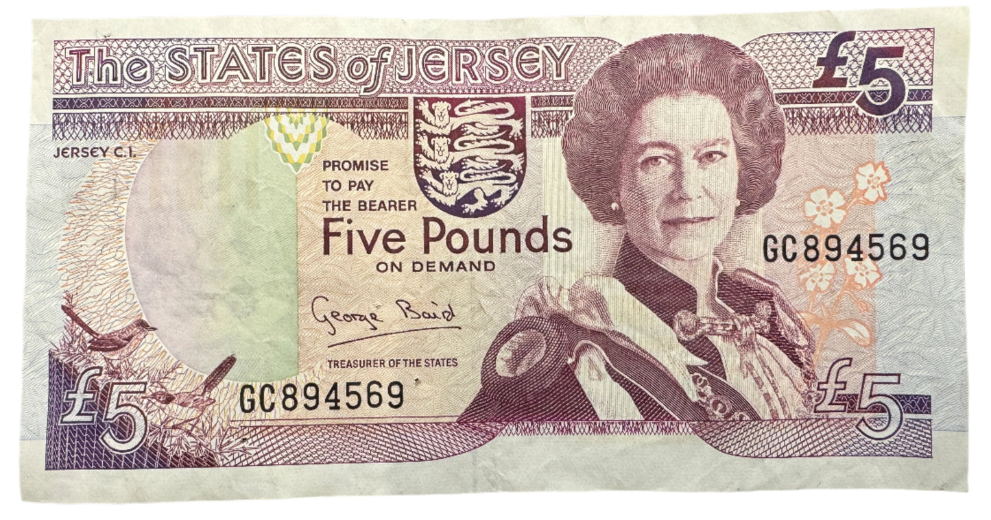 The States Of Jersey £5 Pounds Vintage Banknote 1993-2000