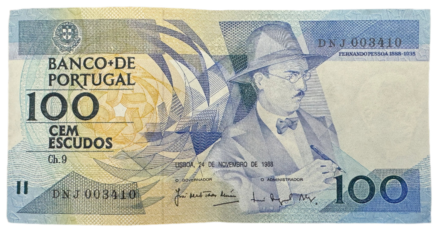Banco De Portugal 100 Escudos (9th Print) Vintage Banknote 1986-1988