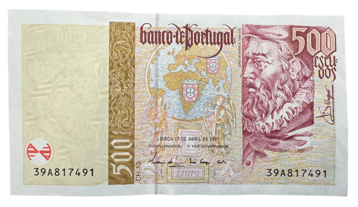 Banco De Portugal 500 Escudos (13th Print) Vintage Banknote 1997-2000