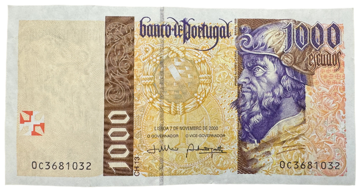 Banco De Portugal 1000 Escudos (13th Print) Vintage Banknote 1996-2000