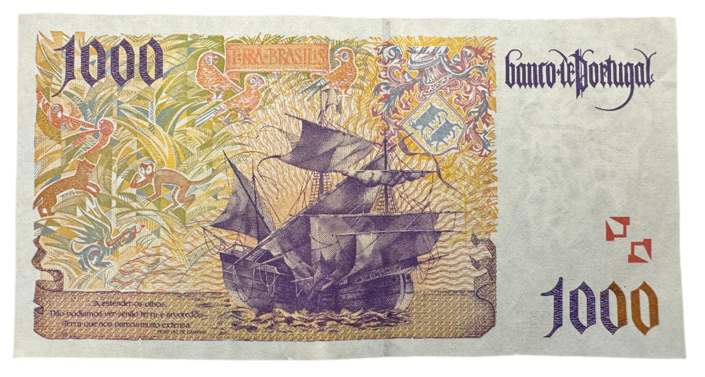 Banco De Portugal 1000 Escudos (13th Print) Vintage Banknote 1996-2000