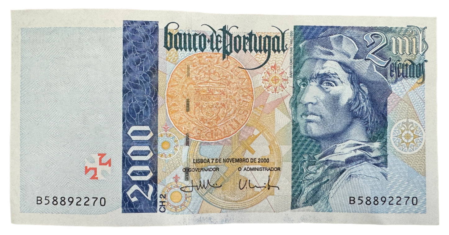 Banco De Portugal 2000 Escudos (2nd Print) Vintage Banknote 1995-2000