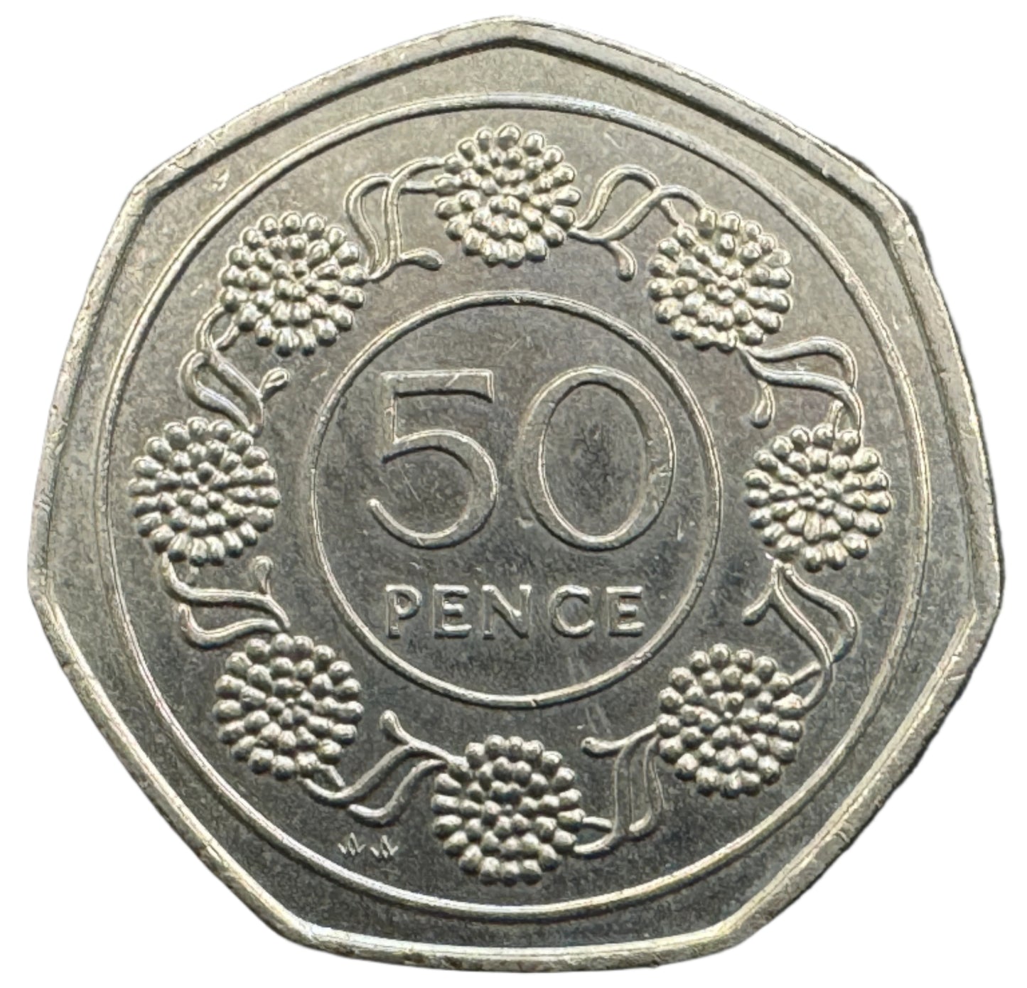 Gibraltar Candytuft Flowers 50 Pence Coin 1988-1989