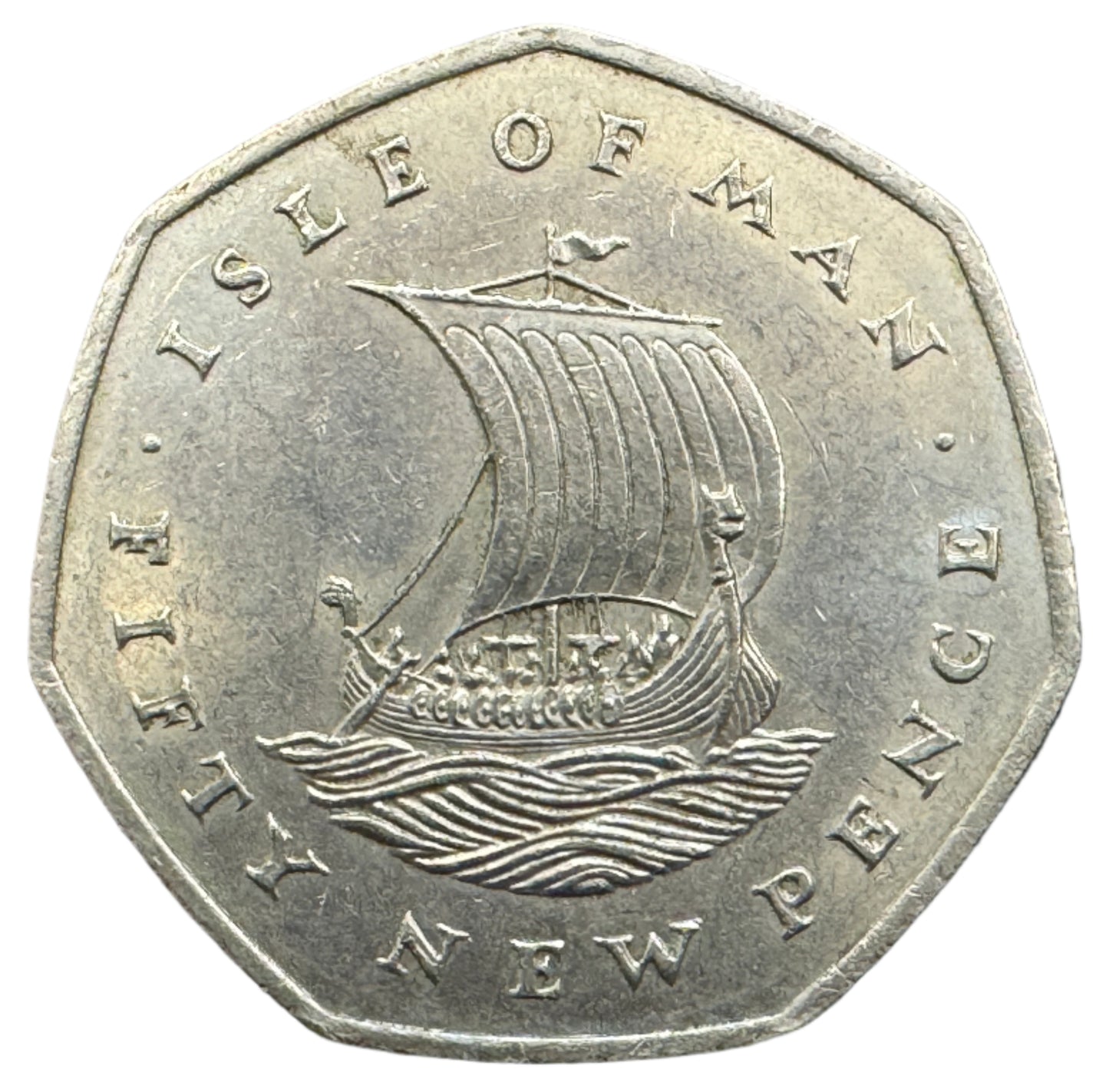 Isle Of Man Viking Ship 50 Pence Coin 1971-1975