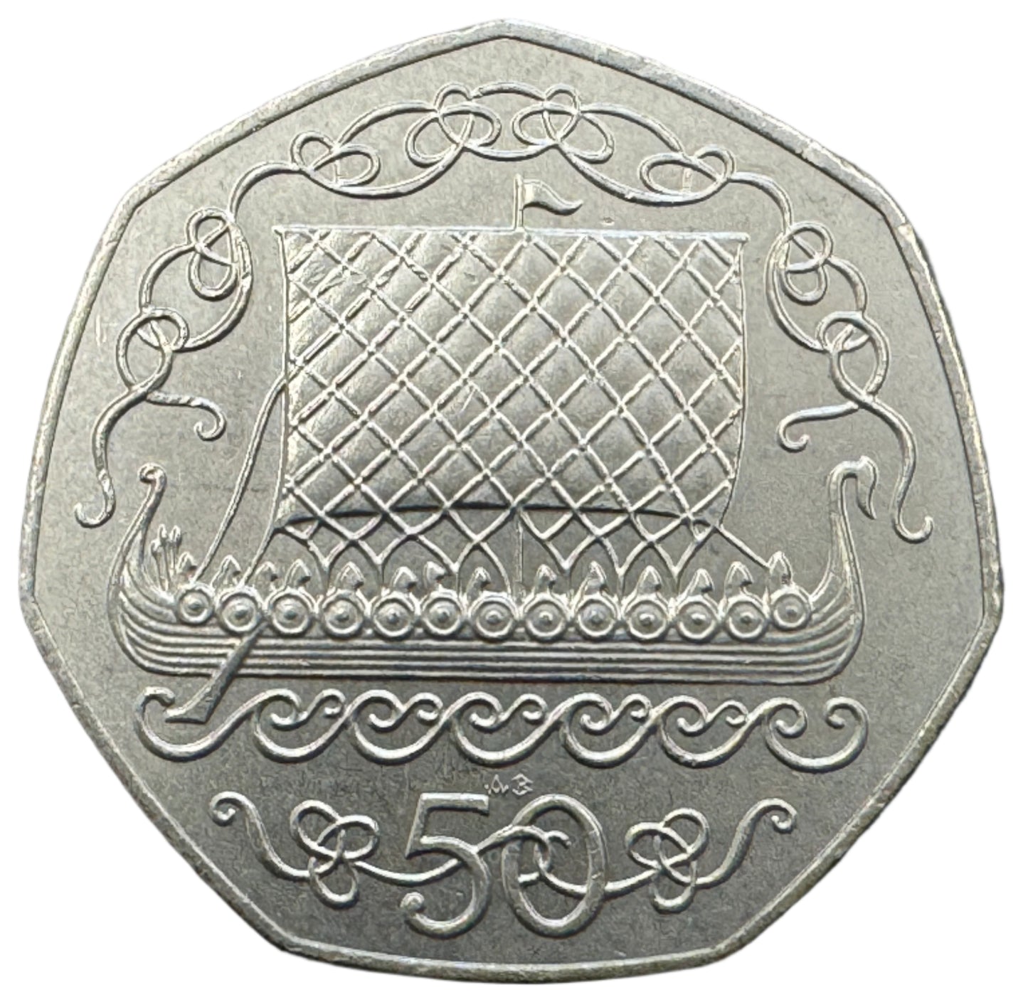 Isle Of Man Viking Longship 50 Pence Coin 1980-1984