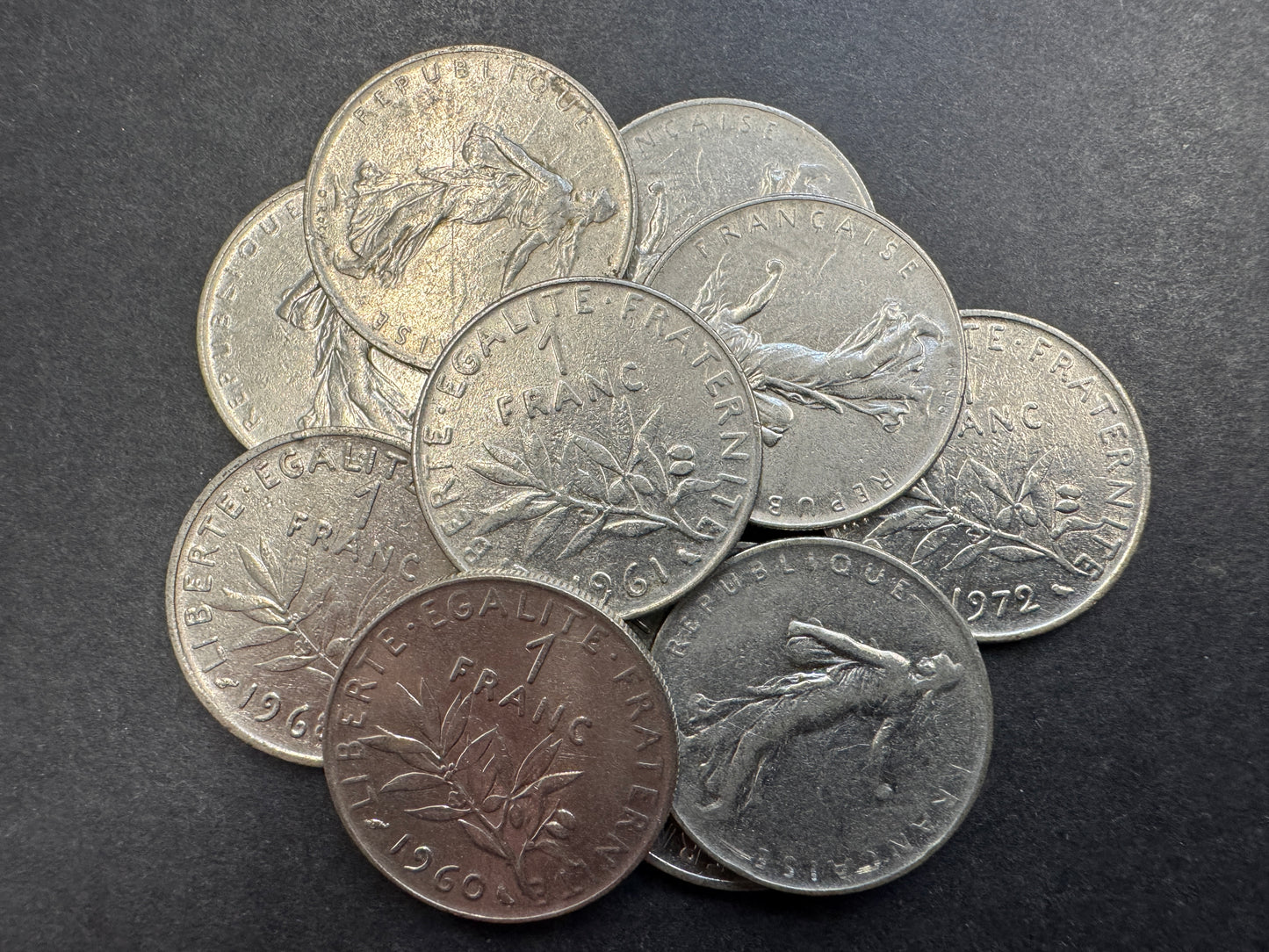 1 Franc Coins From France (Set of 10)