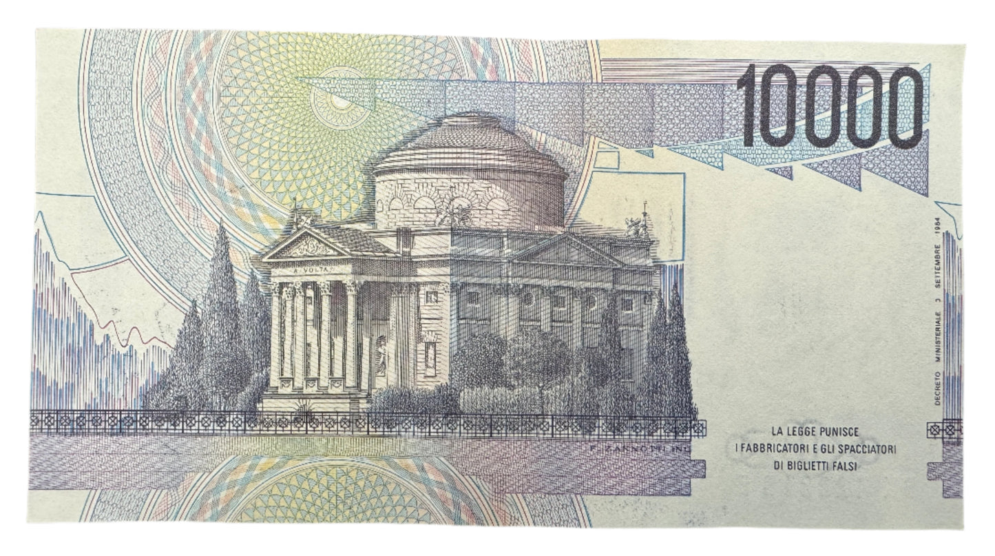 Italy 10,000 Lire (Volta) Vintage Banknote 1984-1998