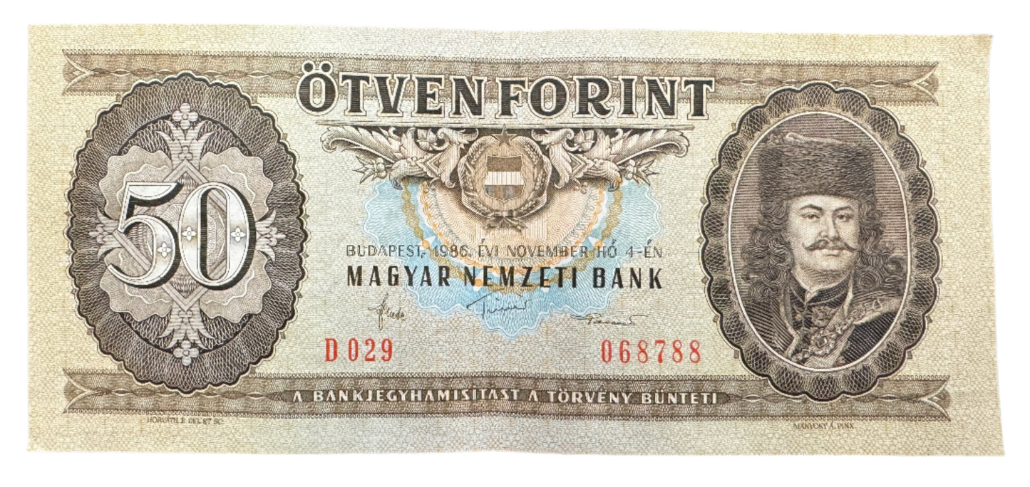 Hungary 50 Forint Vintage Banknote 1965-1989
