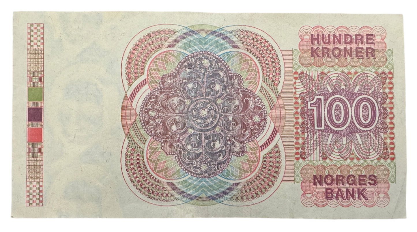Norway 100 Kroner Norges Bank Vintage Banknote 1976-1994