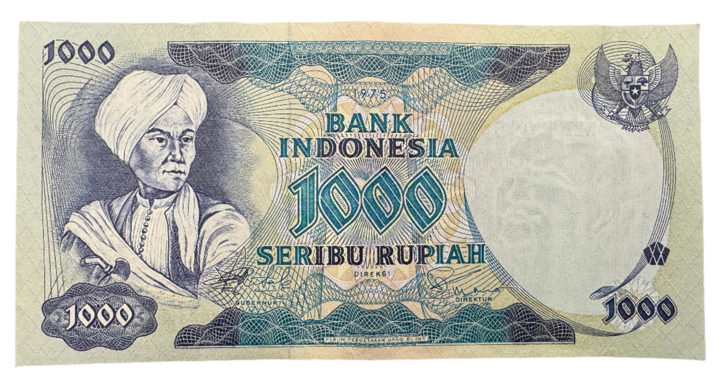 Indonesia 1000 Rupiah Vintage Banknote 1975