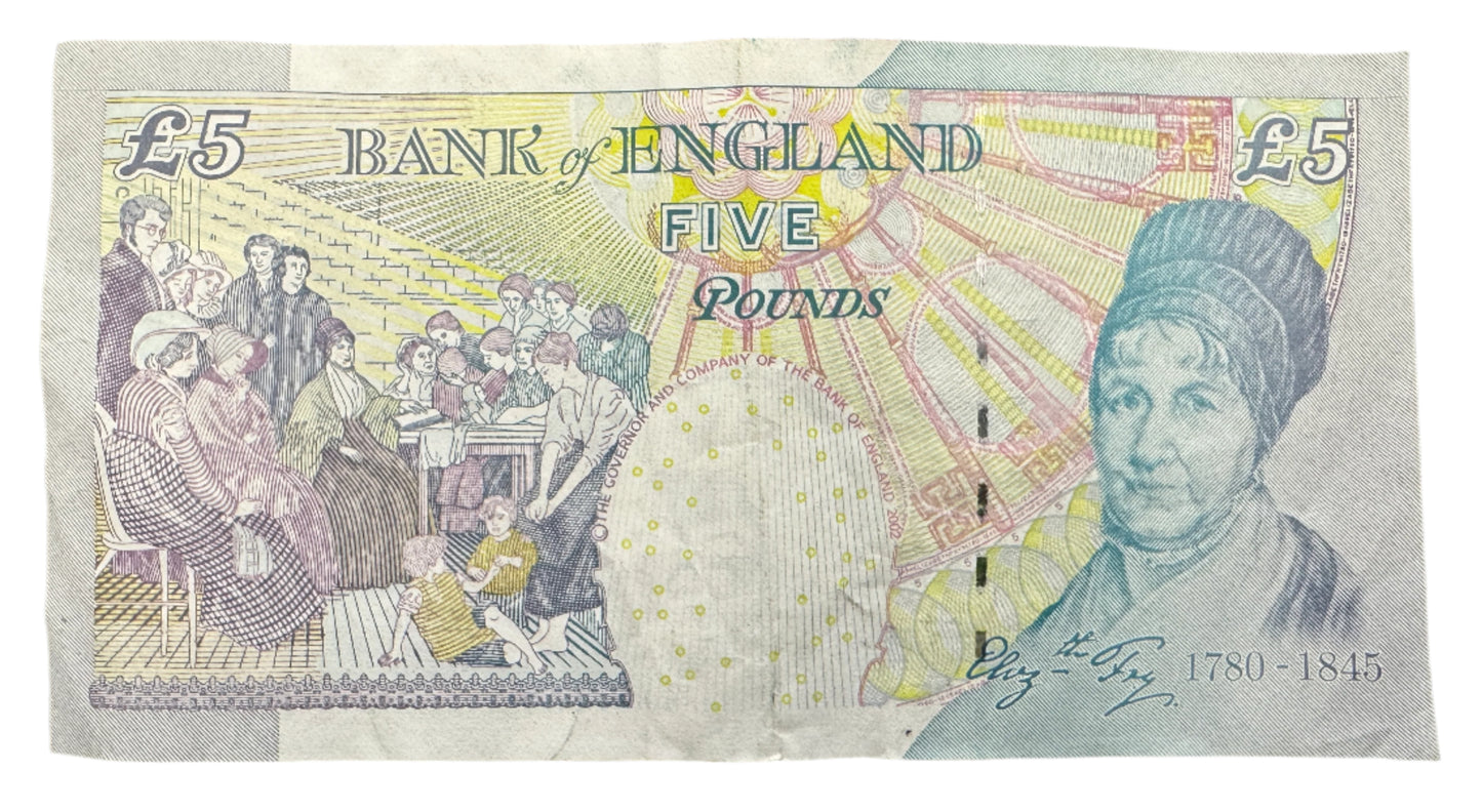 Bank Of England £5 Pounds "Elizabeth Fry" Banknote 2002-2016