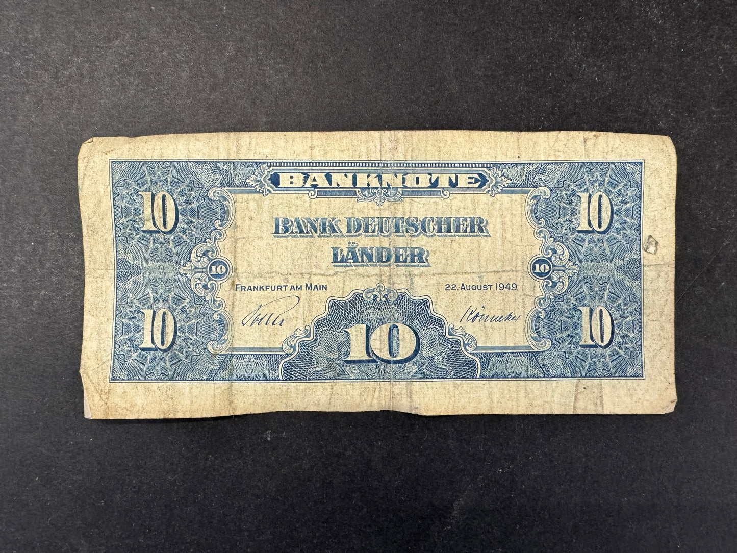 Rare Germany 10 Marks Bank of German States Banknote (issued 1949)
