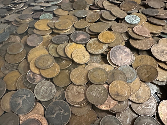 British one penny coins and copper coins