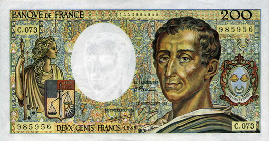 Old French Franc banknote