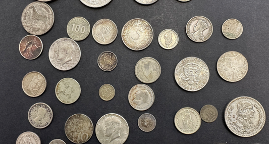 Selection of silver coins from around the world