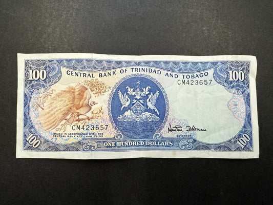 Rare $100 Dollars Banknote From Trinidad & Tobago (Issued in 1985)
