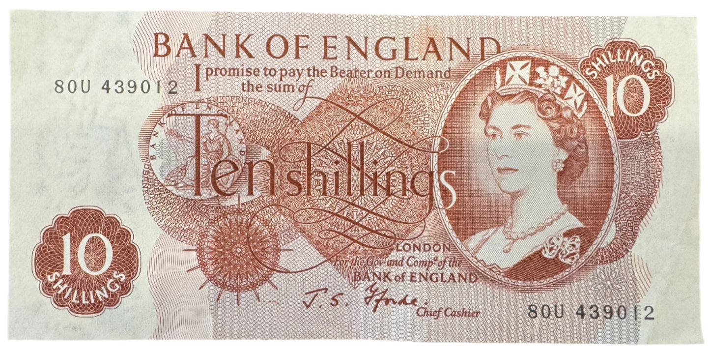 Bank Of England 10 Shillings Series C Banknote 1961-1970