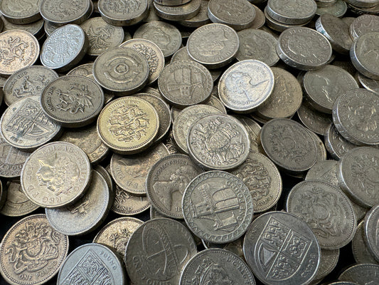 Old Round Pound Coins From The United Kingdom