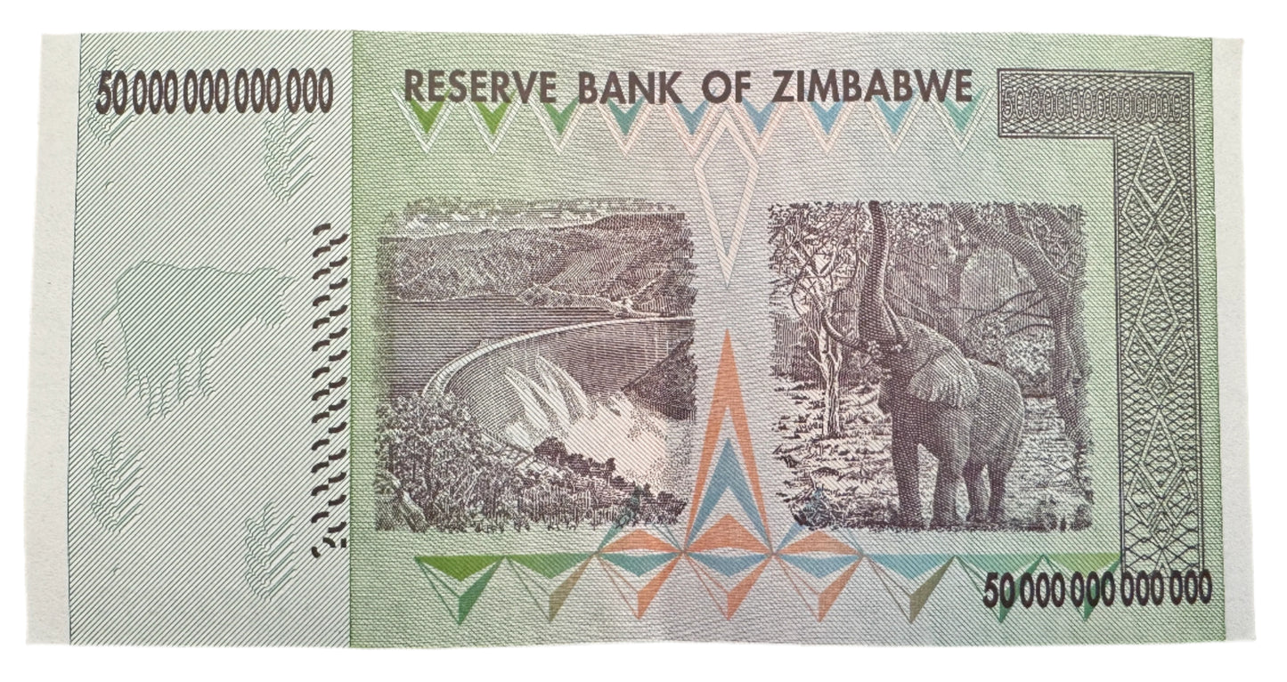 Zimbabwe 50,000,000,000,000 Fifty Trillion Dollars Vintage Banknote 2008