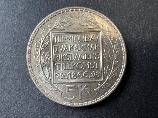 Swedish 5 Kronor "Gustaf VI Adolf" 1966 Commemorative Silver Coin