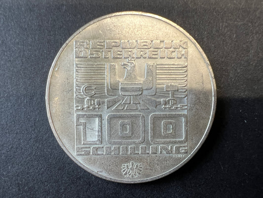 Austrian 100 Shilling 1976 Winter Olympics Commemorative Silver Coin