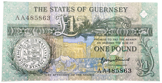 The States Of Guernsey £1 Pound Vintage Banknote 1991-2016