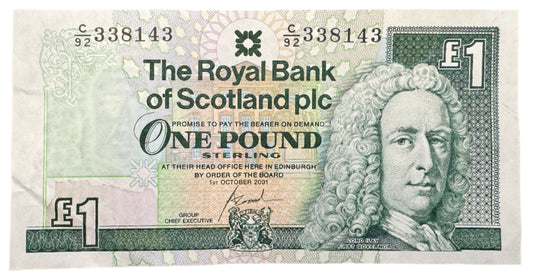 The Royal Bank Of Scotland £1 Pound Vintage Banknote 1987-2001